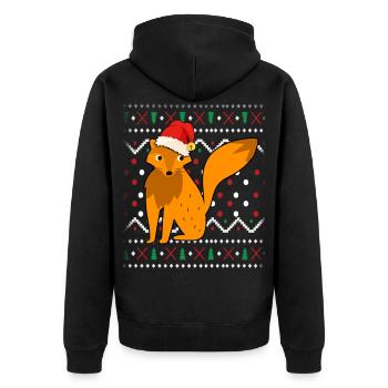 Fuchs Ugly Christmas - Unisex Premium Bio Zip Hoodie - Schwarz - Hinten - Nico (187cm)