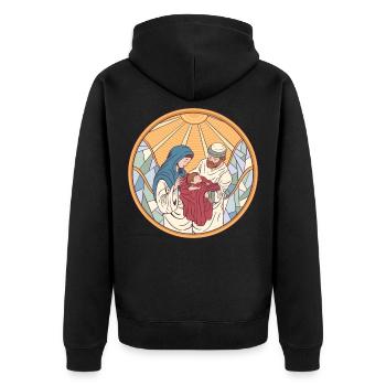 Jesus birth Mary and Joseph - Unisex Premium Organic Zip Hoodie - black - Back - Nico (187cm)