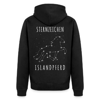 Island Pferd Isländer Sterne Nachthimmel - Unisex Premium Bio Zip Hoodie - Schwarz - Hinten - Nico (187cm)