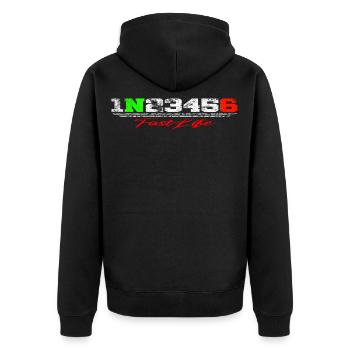 1N23456 Fast Life - Unisex Premium Organic Zip Hoodie - black - Back - Nico (187cm)