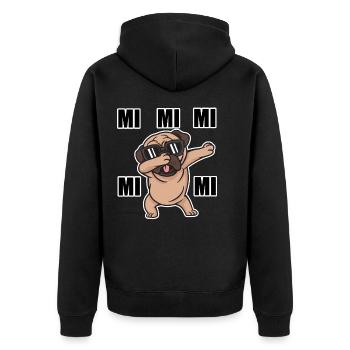 Lustiger Spruch Ich hör nur mi mi - Unisex Premium Bio Zip Hoodie - Schwarz - Hinten - Nico (187cm)