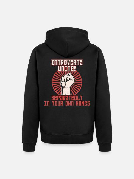 Introverts Unite! - Unisex Premium Organic Zip Hoodie - black