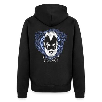 Floki Vikings - Unisex Premium Bio Zip Hoodie - Schwarz - Hinten - Nico (187cm)