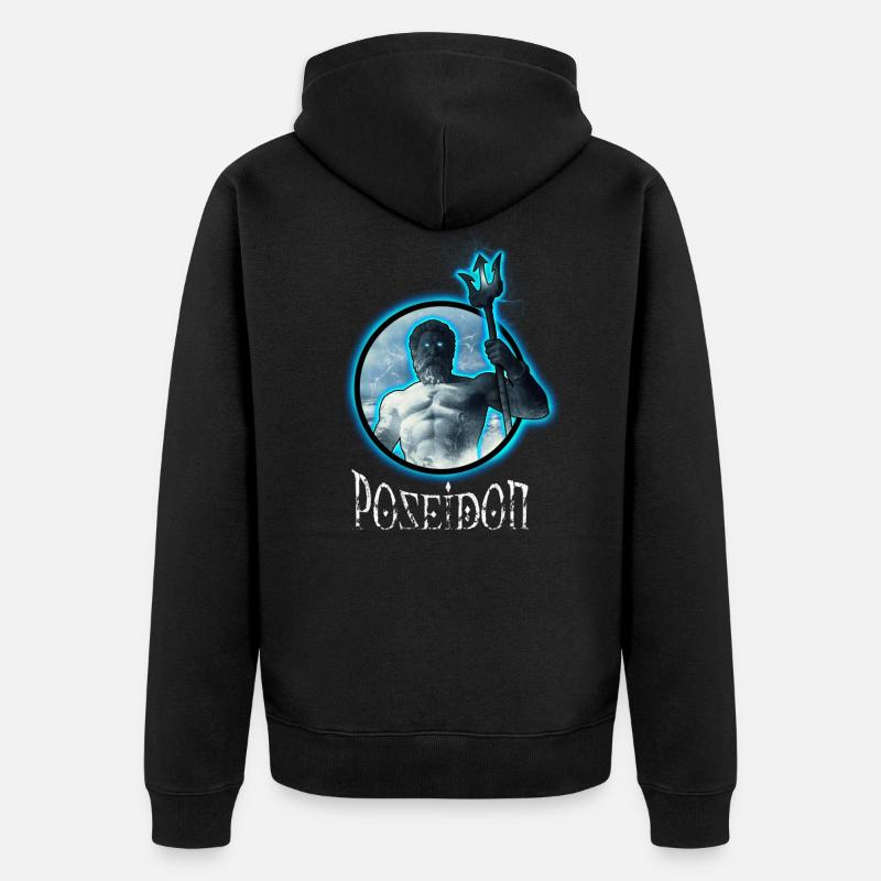 Poséidon, dieu de la mer - Veste à capuche bio Premium Unisexe - noir