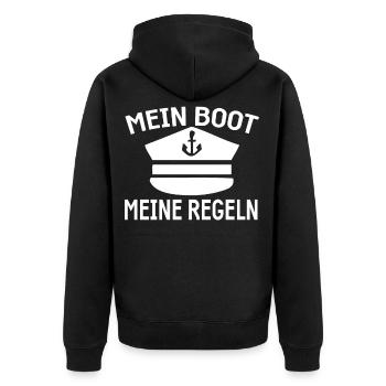 Boot Geschenke Bootsbesitzer - Unisex Premium Bio Zip Hoodie - Schwarz - Hinten - Nico (187cm)