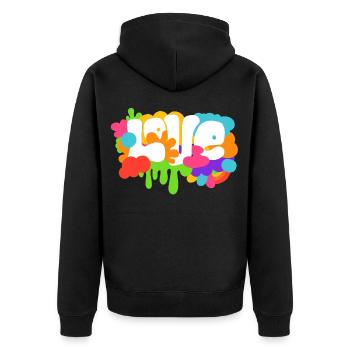 Liebe Friede Freiheit Geschenk - Unisex Premium Bio Zip Hoodie - Schwarz - Hinten - Nico (187cm)