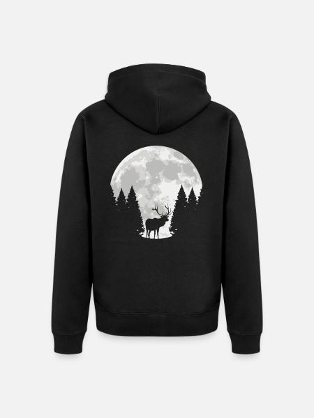 Hirsch Mond Geschenkidee - Unisex Premium Bio Zip Hoodie - Schwarz