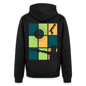 Shooting club & sport shooters vintage - Unisex Premium Organic Zip Hoodie - black - Back - Nico (187cm)