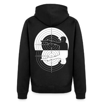 Shooting club mirroring target - Unisex Premium Organic Zip Hoodie - black - Back - Nico (187cm)