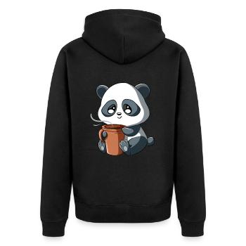 Panda panda bear coffee coffee mug gift - Unisex Premium Organic Zip Hoodie - black - Back - Nico (187cm)