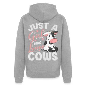 Cow - Unisex Premium Organic Zip Hoodie - heather grey - Back - Nico (187cm)