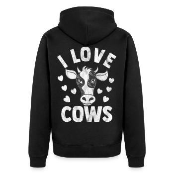 Vache vache laitière Agriculteur Cow Veaux Mamelles - Veste à capuche bio Premium Unisexe - noir - Dos - Nico (187cm)