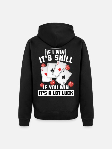 Poker Kartenspiel SiegerTexas Hold'em Pik Bluff - Unisex Premium Bio Zip Hoodie - Schwarz