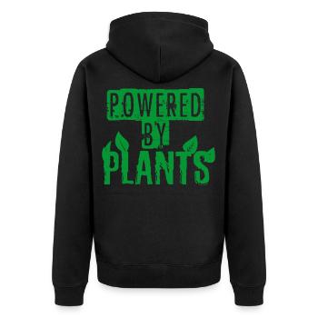 Propulsé par des plantes végétaliennes - Veste à capuche bio Premium Unisexe - noir - Dos - Nico (187cm)