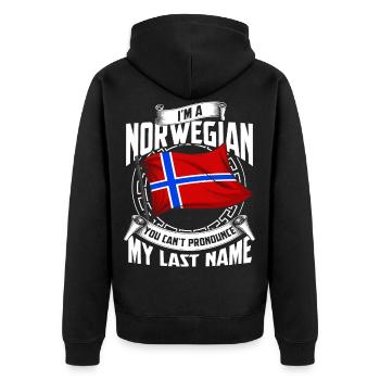 Norwegen Name Wikinger Fjord Elch Norge Norway - Unisex Premium Bio Zip Hoodie - Schwarz - Hinten - Nico (187cm)