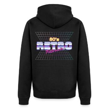 80's Retro Vintage Disco 80er Geschenk - Unisex Premium Bio Zip Hoodie - Schwarz - Hinten - Nico (187cm)