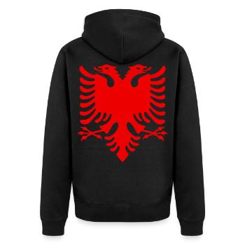 Albanischer Adler - Unisex Premium Bio Zip Hoodie - Schwarz - Hinten - Nico (187cm)
