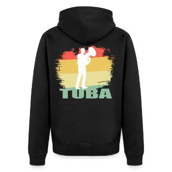 Vintage tuba shirt - Unisex Premium Organic Zip Hoodie - black - Back - Nico (187cm)
