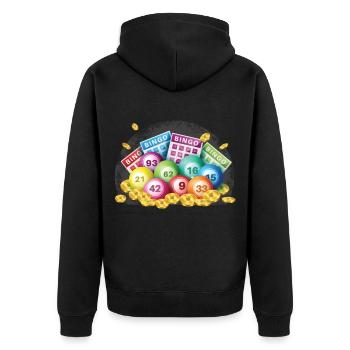 bingo - Unisex Premium Organic Zip Hoodie - black - Back - Nico (187cm)