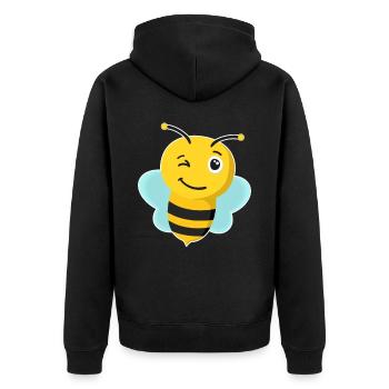 Biene, Honigbiene, Wildbiene, lustiges Bienenbild - Unisex Premium Bio Zip Hoodie - Schwarz - Hinten - Nico (187cm)
