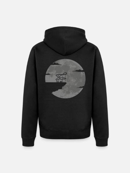 Achterbahn Geschenkidee Vollmond Freizeitparks - Unisex Premium Bio Zip Hoodie - Schwarz