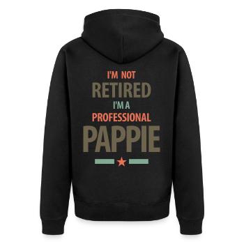 I'm Not Retired I'm a Professional Pappie Gift - Unisex Premium Organic Zip Hoodie - black - Back - Nico (187cm)