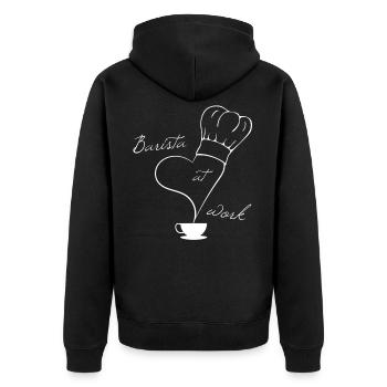 Barista at work, preparing coffee - Unisex Premium Organic Zip Hoodie - black - Back - Nico (187cm)