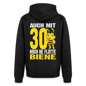 Auch Mit 30 Noch Ne Flotte Biene - 30. Geburtstag - Unisex Premium Bio Zip Hoodie - Schwarz - Hinten - Nico (187cm)