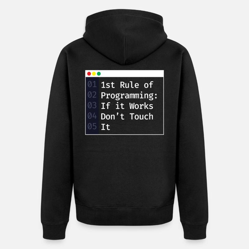1st Rule Of Programming Programmierer Coding - Unisex Premium Bio Zip Hoodie - Schwarz