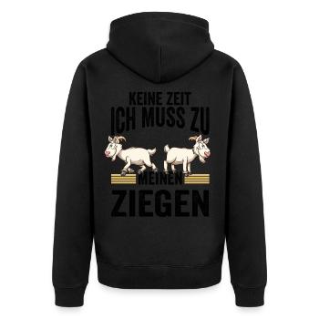 Ziege Ziegenbock Hirte Ziegenzucht Ziegenstall Lus - Unisex Premium Bio Zip Hoodie - Schwarz - Hinten - Nico (187cm)