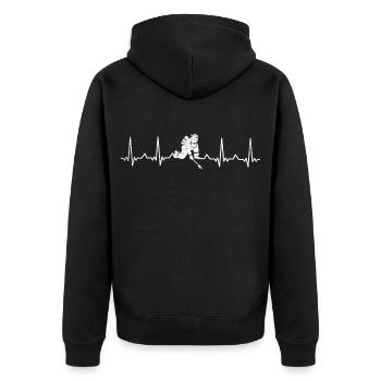 Fire department gift idea firefighter volunteer - Unisex Premium Organic Zip Hoodie - black - Back - Nico (187cm)