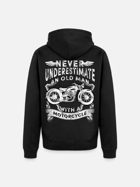 Gepensioneerde motorfiets opa motorfiets motor MC kap - Uniseks Premium bio ziphoodie - zwart