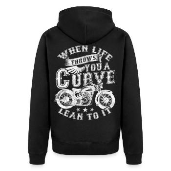 motorcycle - Unisex Premium Organic Zip Hoodie - black - Back - Nico (187cm)