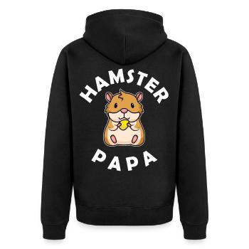 Hamster Geschenk - Hamster Papa - Unisex Premium Bio Zip Hoodie - Schwarz - Hinten - Nico (187cm)