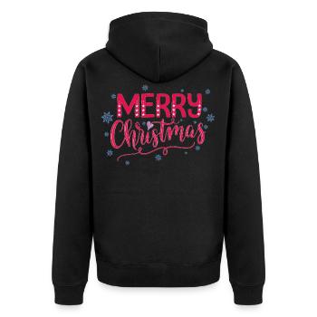 Frohe Weihnachten: Merry Christmas - Unisex Premium Bio Zip Hoodie - Schwarz - Hinten - Nico (187cm)