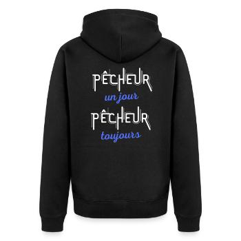 Pêcheur un jour Cadeau pêche Retraite Sport - Veste à capuche bio Premium Unisexe - noir - Dos - Nico (187cm)