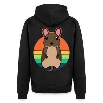 Degu cute degus retro graphic - Unisex Premium Organic Zip Hoodie - black - Back - Nico (187cm)
