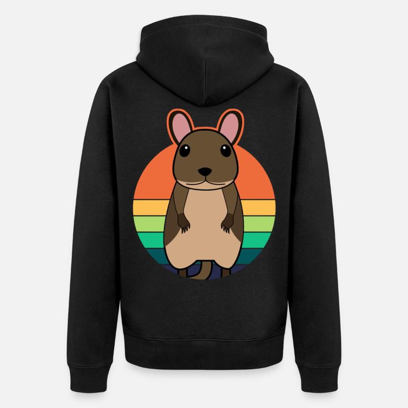 Degu mignon graphique rétro degus - Veste à capuche bio Premium Unisexe - noir