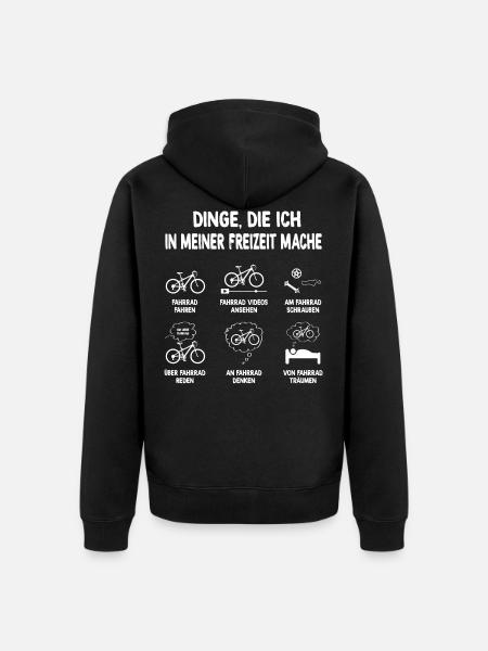 Fahrrad Dinge die ich in meiner Freizeit mache - Unisex Premium Bio Zip Hoodie - Schwarz
