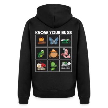 Know Your Bugs Programmierer Coding - Unisex Premium Bio Zip Hoodie - Schwarz - Hinten - Nico (187cm)