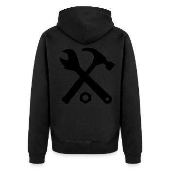 Werkzeug Handwerker Schraubenschlüssel Werkzeuge - Unisex Premium Bio Zip Hoodie - Schwarz - Hinten - Nico (187cm)