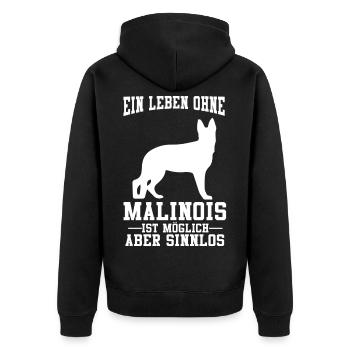 Malinois Diensthund Hund Schäferhund Geschenk - Unisex Premium Bio Zip Hoodie - Schwarz - Hinten - Nico (187cm)