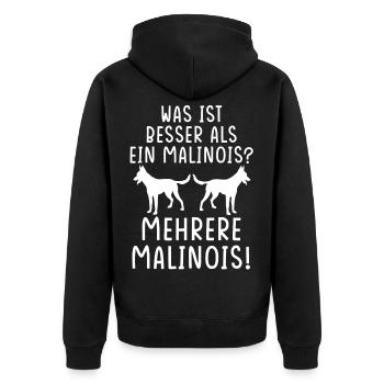 Malinois Hund Malinoisbesitzer Wachhund Geschenk - Unisex Premium Bio Zip Hoodie - Schwarz - Hinten - Nico (187cm)