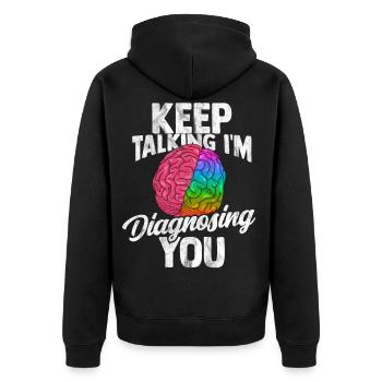 Psychologie Doktor Anthropologie Freud Therapeut - Unisex Premium Bio Zip Hoodie - Schwarz - Hinten - Nico (187cm)