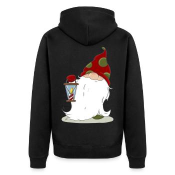 Christmas Nordic Elf Elves Dwarf Lantern - Unisex Premium Organic Zip Hoodie - black - Back - Nico (187cm)