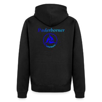 Paderborner - Unisex Premium Bio Zip Hoodie - Schwarz - Hinten - Nico (187cm)