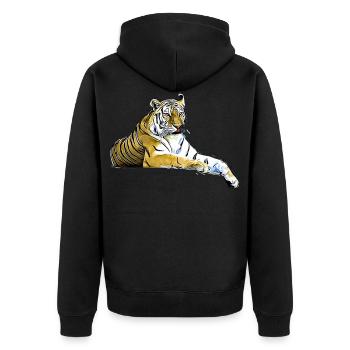 Tiger Raubkatze geschenkidee,Geschenk - Unisex Premium Bio Zip Hoodie - Schwarz - Hinten - Nico (187cm)
