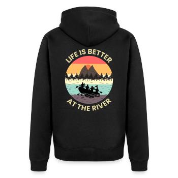 Vintage Rétro Rafting Rafter River Paddle Cadeau - Veste à capuche bio Premium Unisexe - noir - Dos - Nico (187cm)