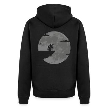 Idée cadeau batterie batteur pleine lune - Veste à capuche bio Premium Unisexe - noir - Dos - Nico (187cm)