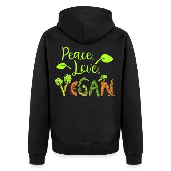 Peace Love Vegan - Veste à capuche bio Premium Unisexe - noir - Dos - Nico (187cm)